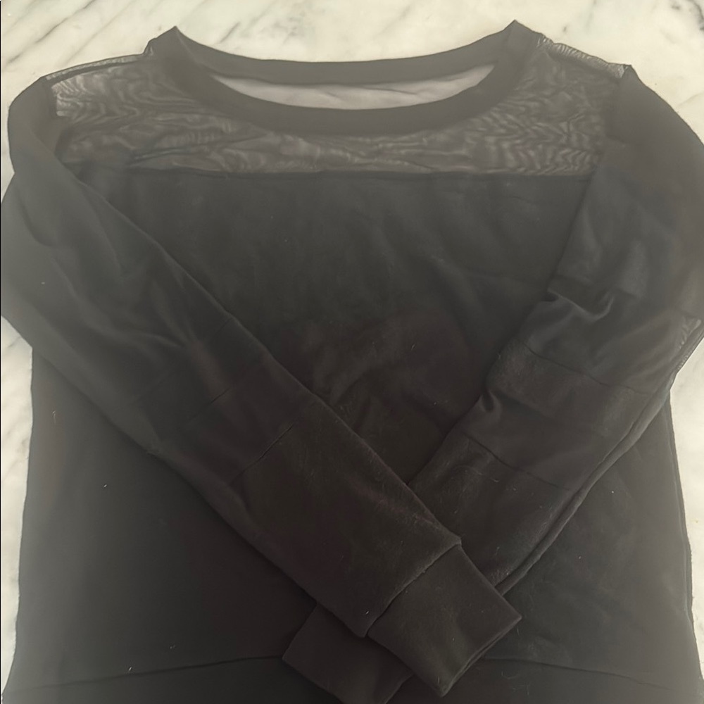 Pam & Gela Black Sheer Panel Sweatshirt